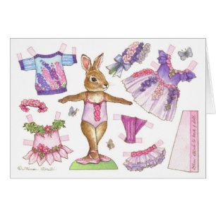 Carte de poupée en papier Ballerina Bunny Larkspur