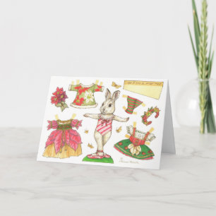 Carte de poupée papier Ballerina Bunny Noël