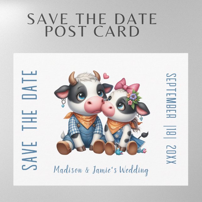 Carte de pré-annonce de mariage avec couple de vac (Créateur téléchargé)