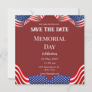 Carte de préavis de la fête du Memorial Day Rouge 