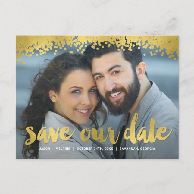 Carte de préavis de photo à feuille d'or faux (Devant)