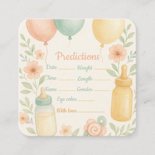 Carte de prédiction baby shower - Activités amusan (Devant)