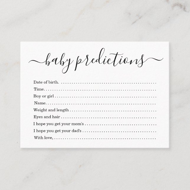 Carte de prédiction bébé moderne pour Baby shower (Devant)