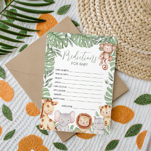Carte de prédiction de Baby Shower Safari