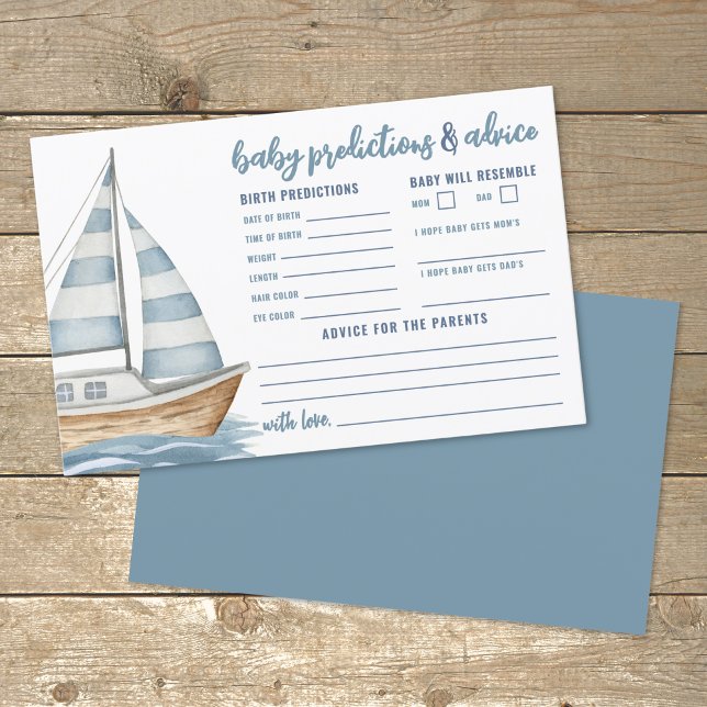 Carte de prédiction des conseils de Baby shower na (Nautical Baby Shower Advice Predictions Card)