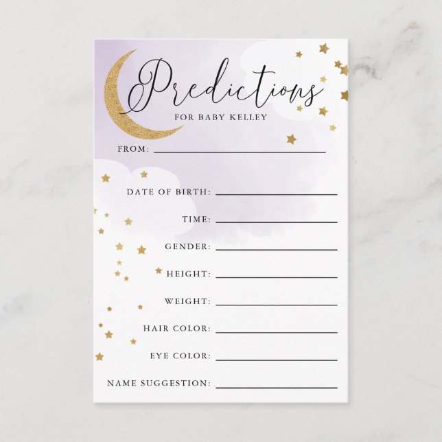 Carte de prédiction du Baby shower pourpre de la l (Devant)
