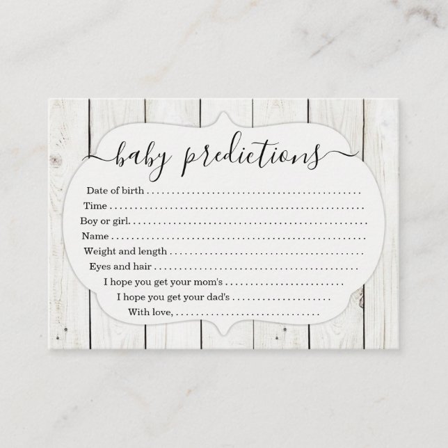 Carte de prédiction pour bébé pour Baby shower - B (Devant)