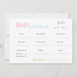 carte de prédictions bébé minimaliste