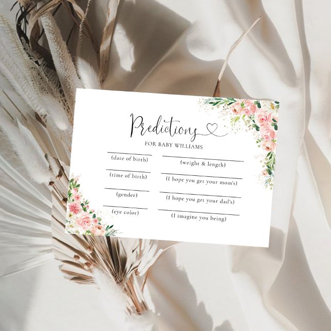 Carte de prédictions de Baby shower en or rose vif (Créateur téléchargé)
