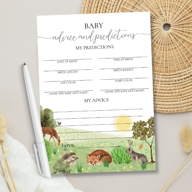 Carte de prédictions de Baby shower pour animaux f (Créateur téléchargé)