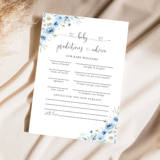 Carte de prédictions de douche pour bébé bleu fonc (Créateur téléchargé)