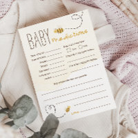 Carte de prédictions du Baby shower de l'abeille