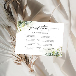 Carte de prédictions du Baby shower de verdure