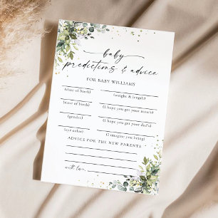 Carte de prédictions du Baby shower floral Eucalyp