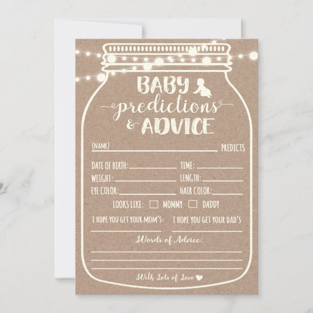 Carte de prédictions et conseils pour bébé (Devant)
