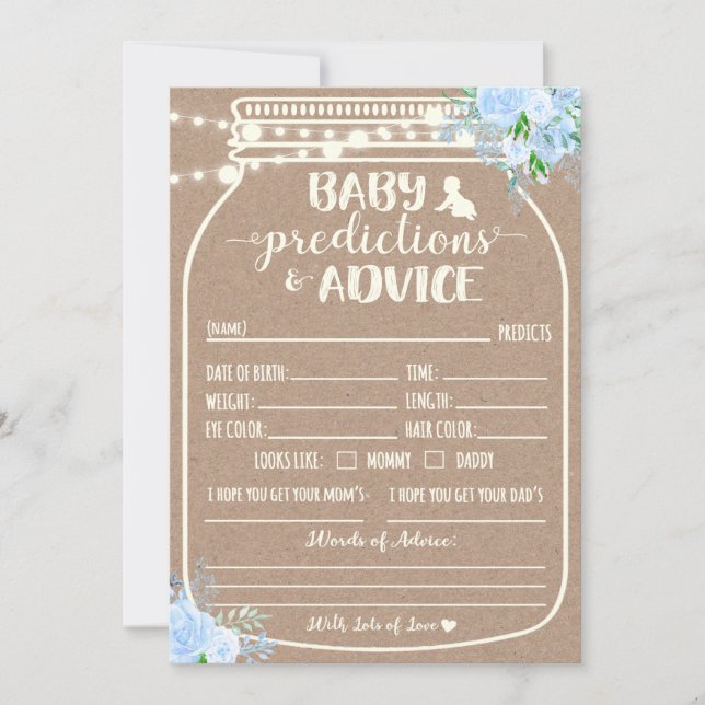 Carte de prédictions et de conseils pour bébé (Devant)
