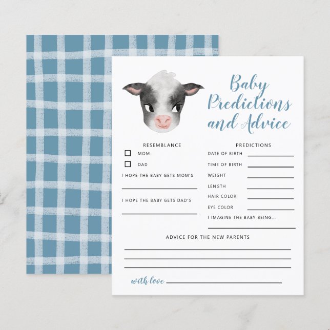Carte de prédictions et de conseils pour bébé Vach (Devant / Derrière)