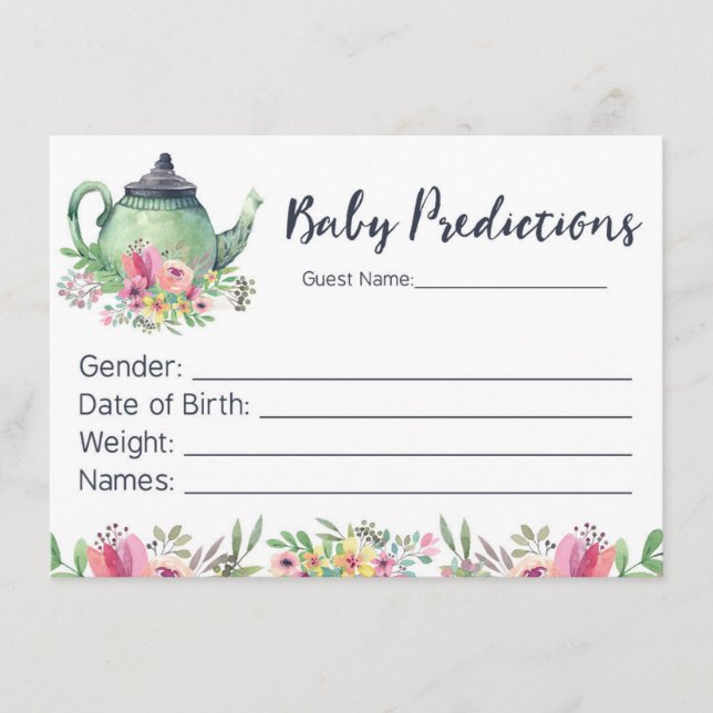 Carte de prédictions pour bébé de la théière aquar (Devant)