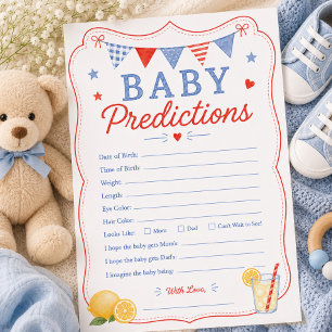 Carte de prédictions pour bébé Red White & Due