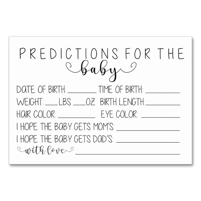 Carte de prédictions pour bébés (Devant)