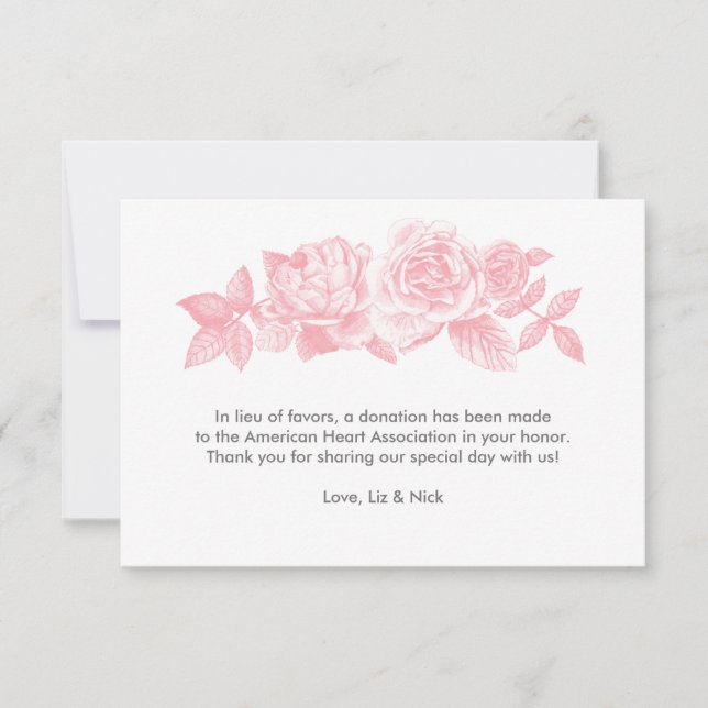 Carte de préférence croquis rose en rose (Devant)