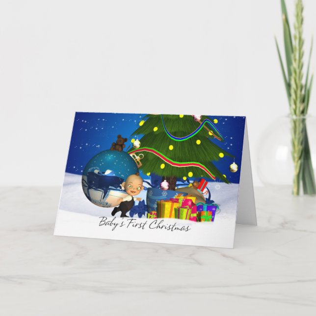 Carte de premier Noël de bébé avec un bébé mignon (Devant)