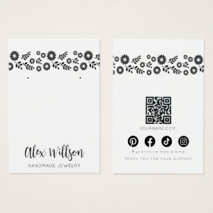 Carte de présentation de bijoux Bohème Rétro Fleur