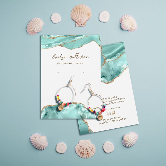 Carte de présentation de bijoux en agate d'aquamar (Créateur téléchargé)
