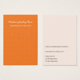 Carte de présentation de boucles d'oreilles orange