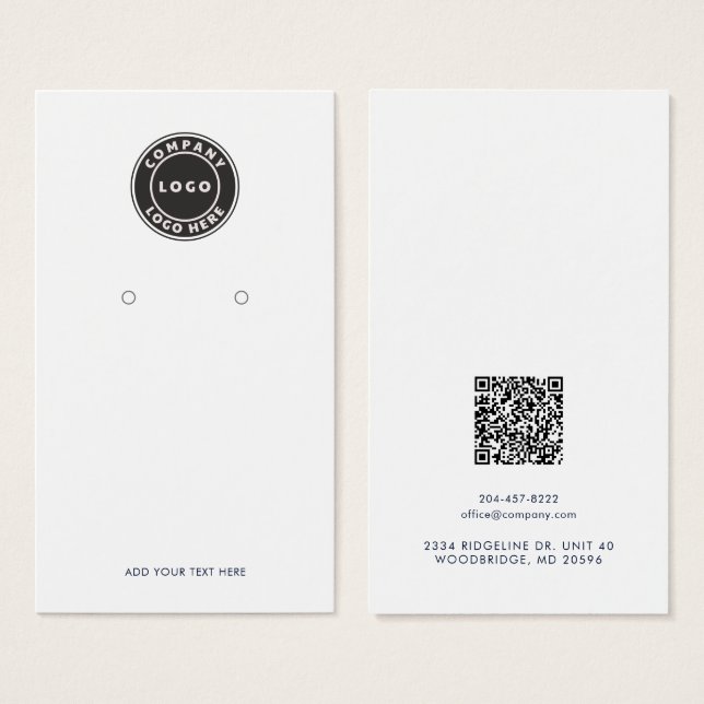 Carte de Présentation de Boucles d'Oreilles QR Cod (Devant & derrière)