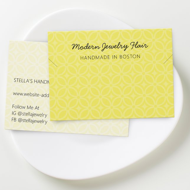 Carte de présentation de collier et bracelet moder (Modern Vivid Yellow Necklace Bracelet Display Card)