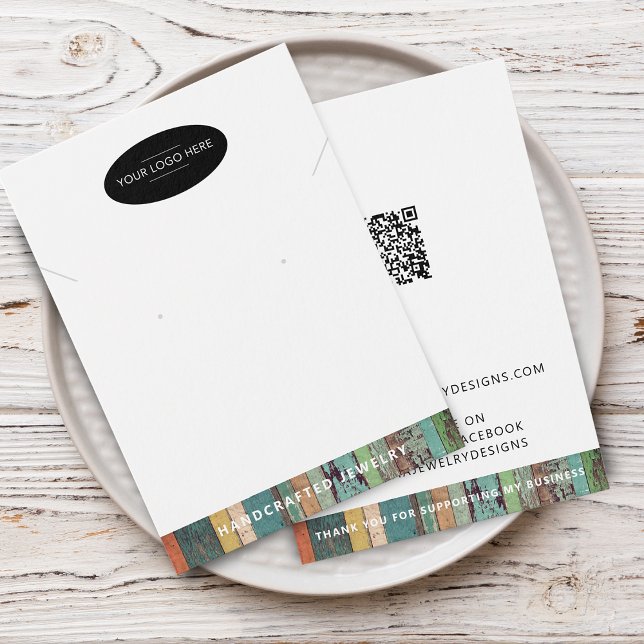 Carte de présentation de collier et de boucle d'or (Add Logo and QR Code Necklace Earring Display Card)