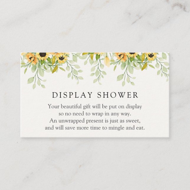 Carte de présentation de douche pour tournesols (Devant)