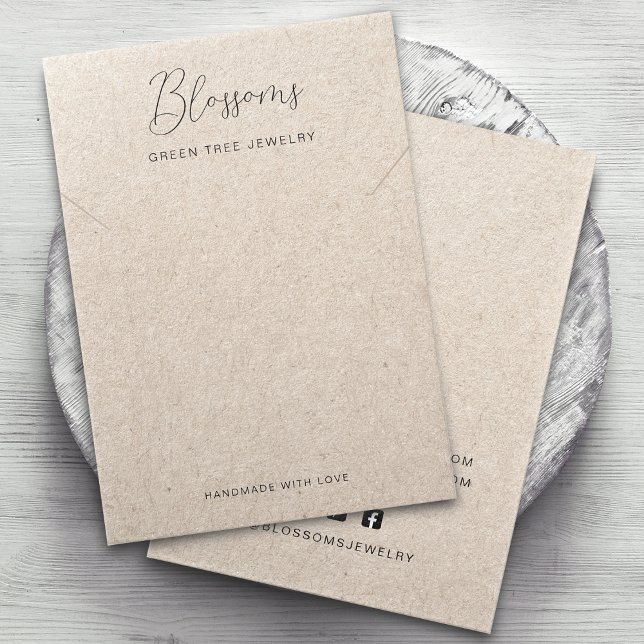 Carte de présentation en papier kraft imprimé rust (Rustic Printed Kraft Paper Necklace Personalized Display Card)