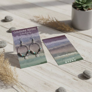 Carte de présentation pour boucles d'oreilles aqua