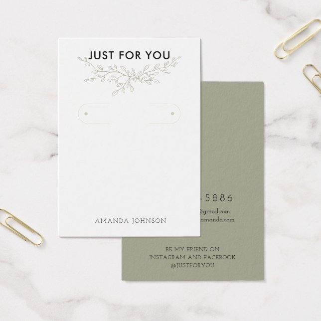 Carte de présentation pour boucles d'oreilles en c (Bureau)