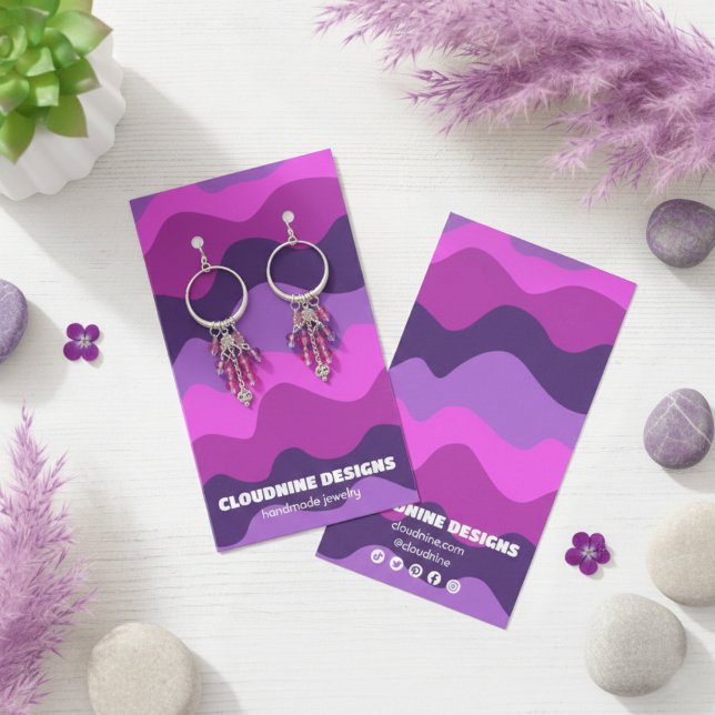 Carte de présentation pour boucles d'oreilles et c (Purple Retro Waves Earring Necklace Jewelry Display Card
)