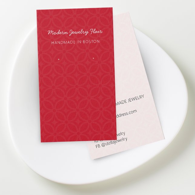 Carte de présentation pour boucles d'oreilles roug (Modern Pattern Red Earring Display Card)