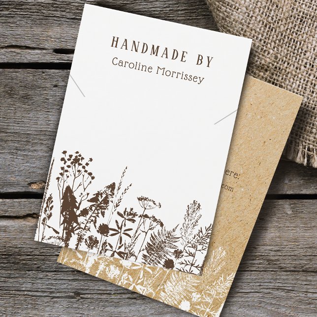 Carte de présentation pour collier de fleurs sauva (Rustic Wildflowers Necklace Display Card)