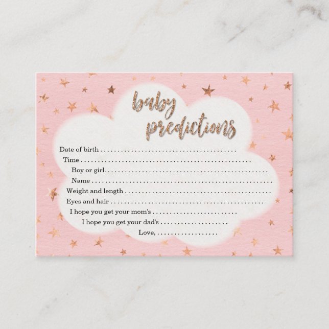 Carte de prévision de bébé pour le baby shower de (Devant)