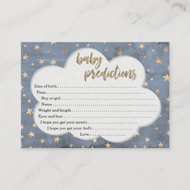 Carte de prévision de bébé pour le baby shower du (Devant)