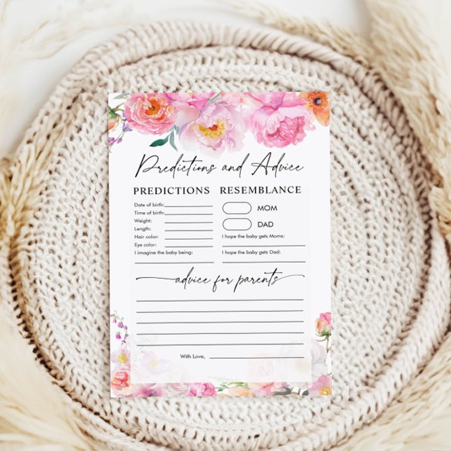 Carte de prévision et de conseil | jeu de baby sho (Créateur téléchargé)