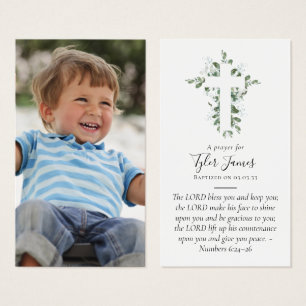 Carte de prière Baptême photo complète