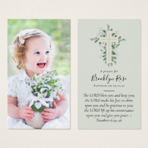 Carte de prière Baptême photo complète