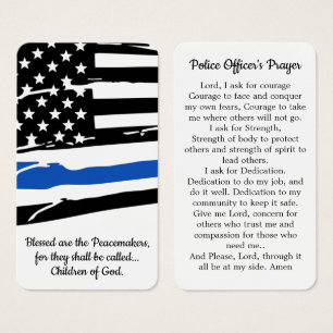 Carte de prière bleu police police