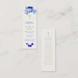 Carte de prière bleue Première communion personnal