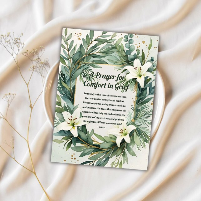 Carte de prière chrétienne pour le confort dans le (Christian Prayer Card for Comfort in Grief)