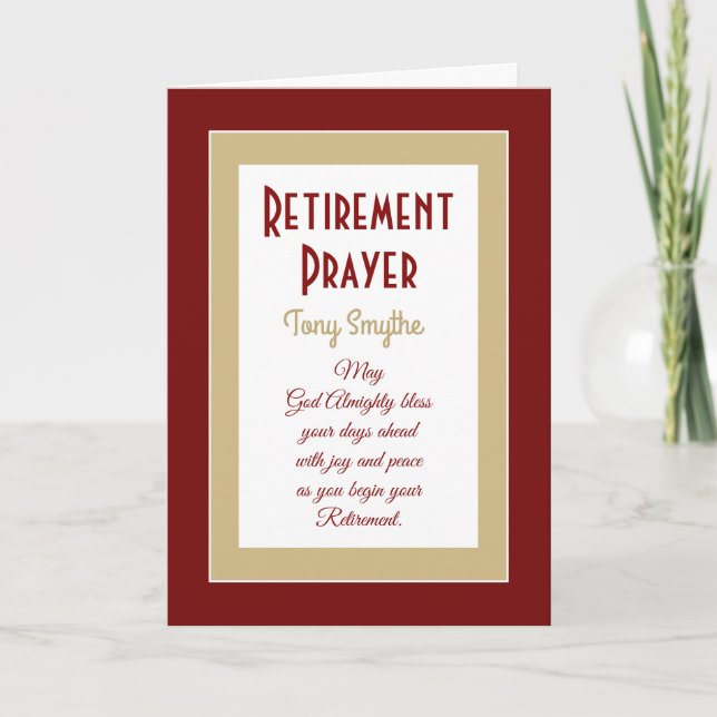Carte de prière Christian Retirement (Devant)