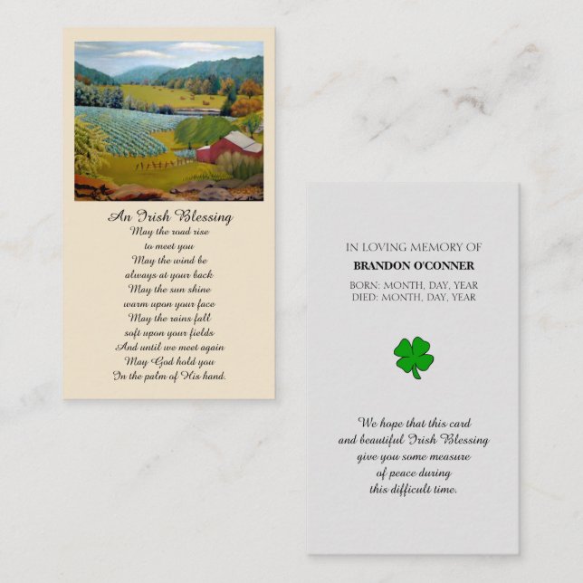Carte de prière commémorative de la peinture (Devant / Derrière)
