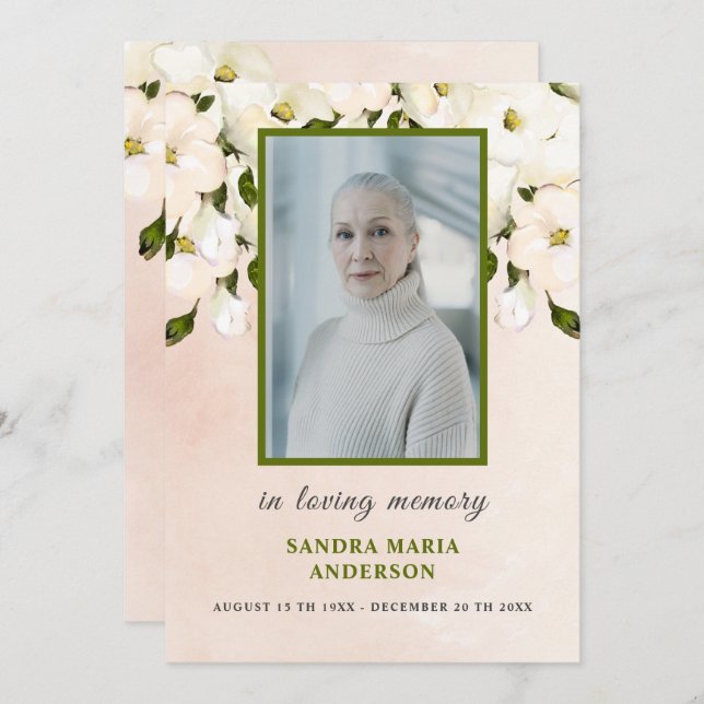 Carte de prière commémorative de l'enterrement des (Devant / Derrière)